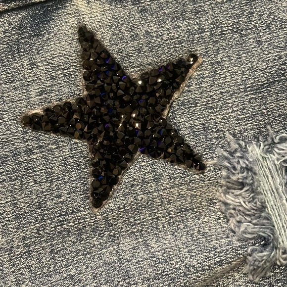 DESIGN LAB STRAIGHT TORN STAR EMBELLISHED DENIM JEANS 29 - Picture 6 of 9